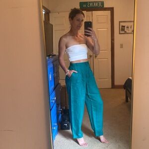 Teal High-Waisted Women's Pants